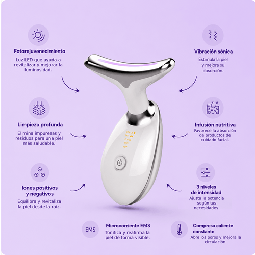 AlmaSkin - Masajeador Facial y Cuello con LED Antiedad