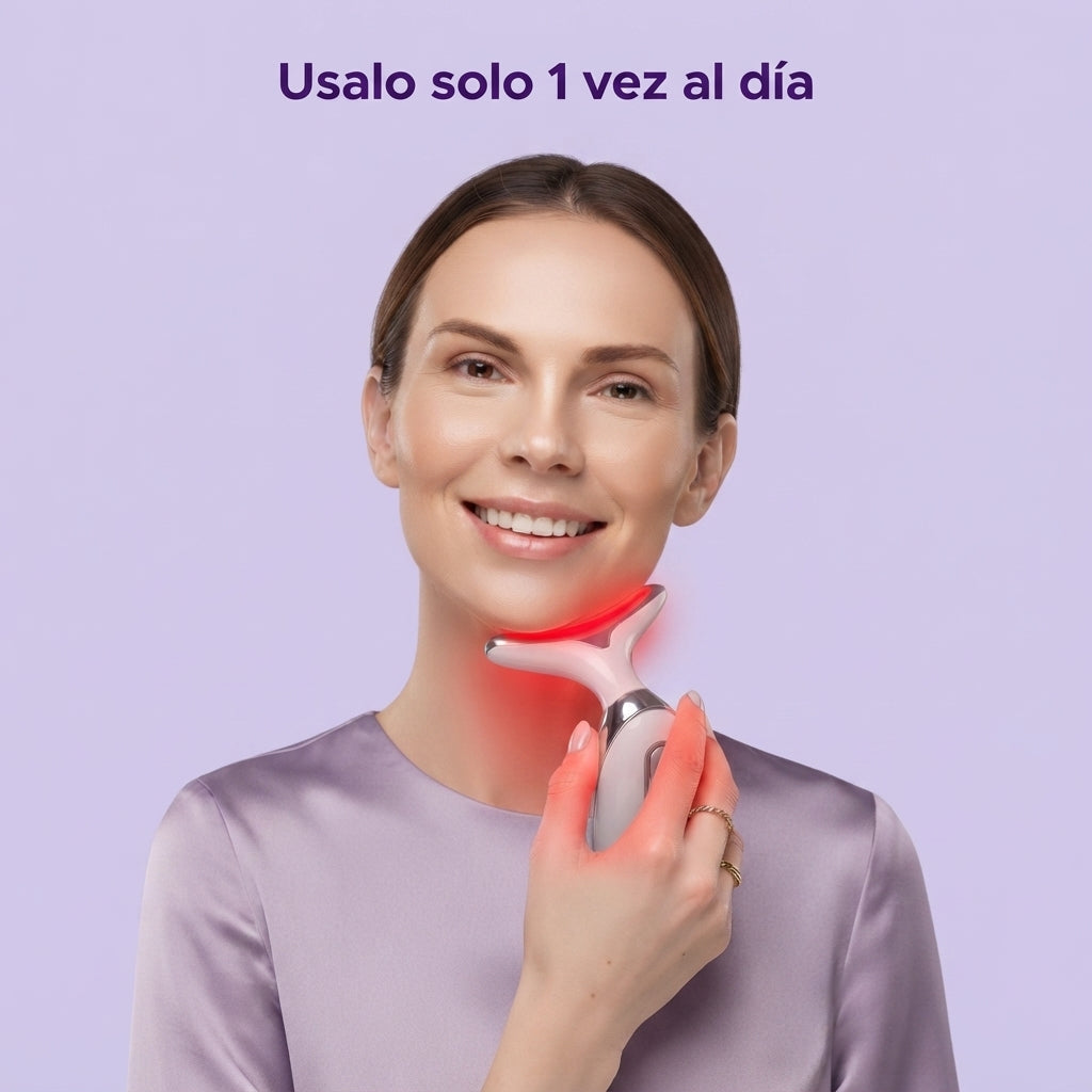 AlmaSkin - Masajeador Facial y Cuello con LED Antiedad